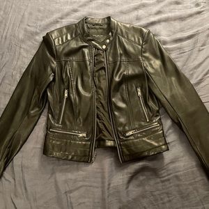 Women’s vegan black leather jacket
